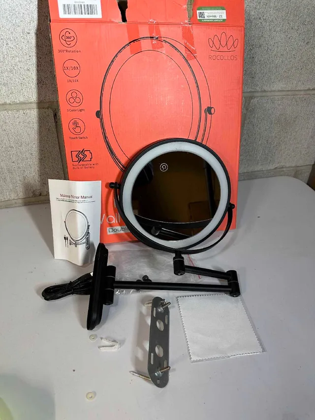 Lighted Wall Mounted Makeup Mirror with 3 Color Light image indicator(2)