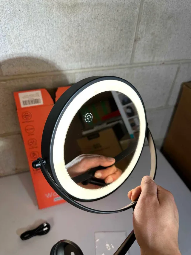 Lighted Wall Mounted Makeup Mirror with 3 Color Light image indicator(3)