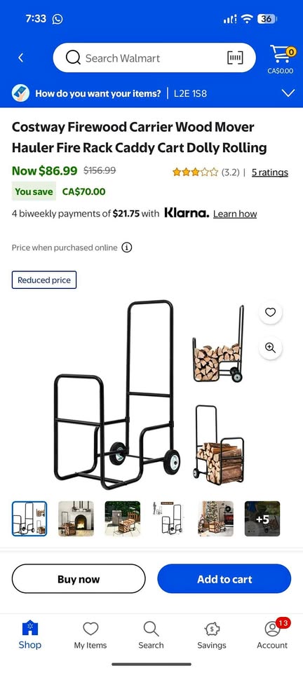 New Costway Firewood Carrier Wood Mover (Never used)