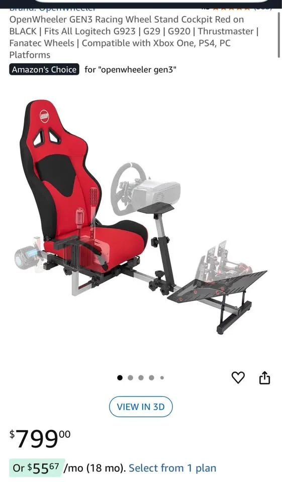 Open wheeler gen3 racing sim setup (wheel not included) image indicator(5)