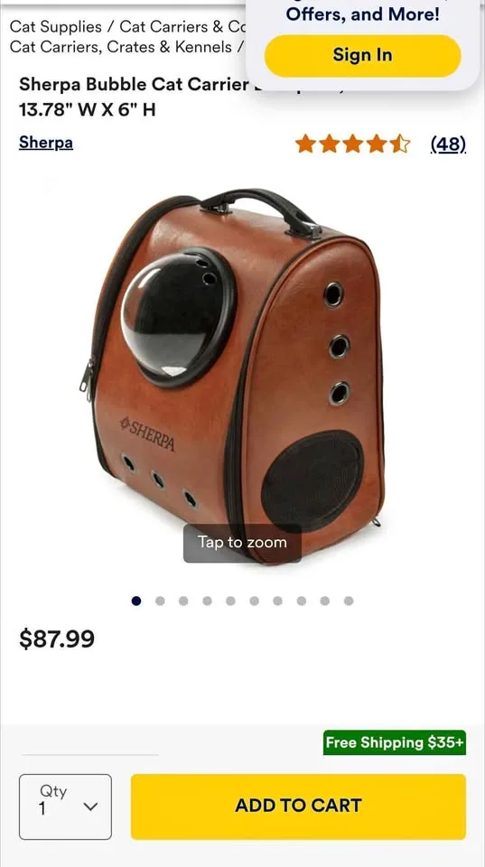 Sherpa bubble pet carrier thumbnail