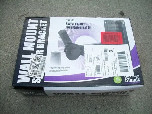 New On Stage Stands SS7322B Adjust Wall Speaker Bracket - Pair