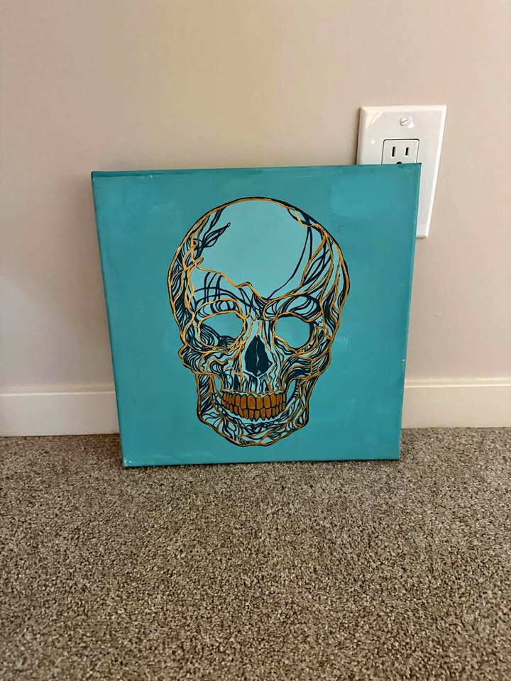 Hand painted skull painting