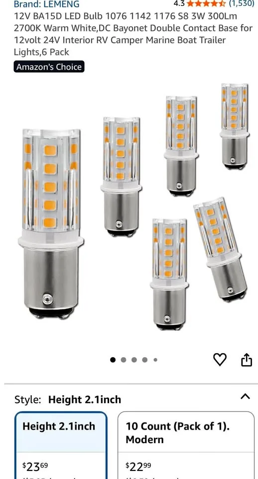 New LeMeng 12V BA15D LED Bulb , 6 pack