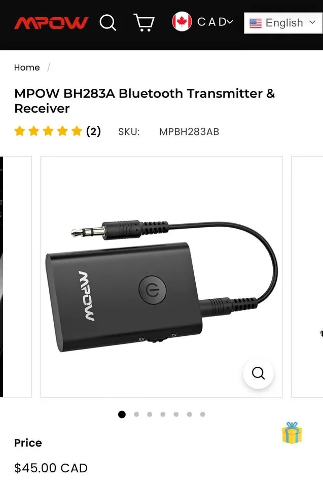 New mpow wireless receiver and transmitter