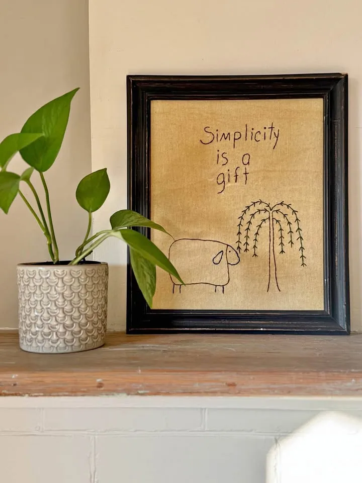 Vintage Framed Folk Art Embroidery. Ready to Hang.