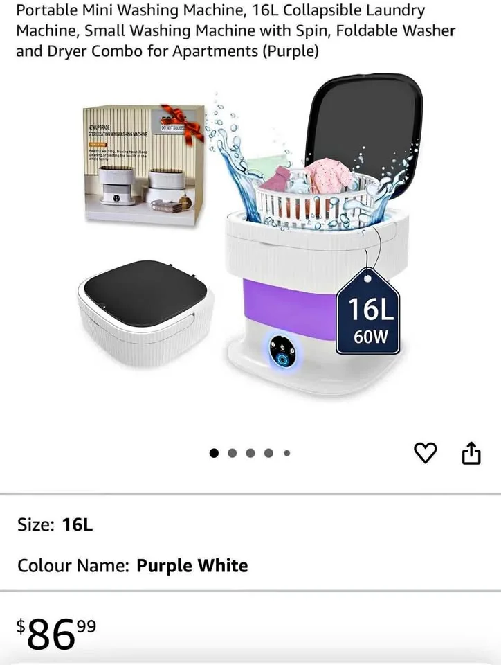 Portable Mini Washing Machine 16L – Foldable Washer & Spin Dryer