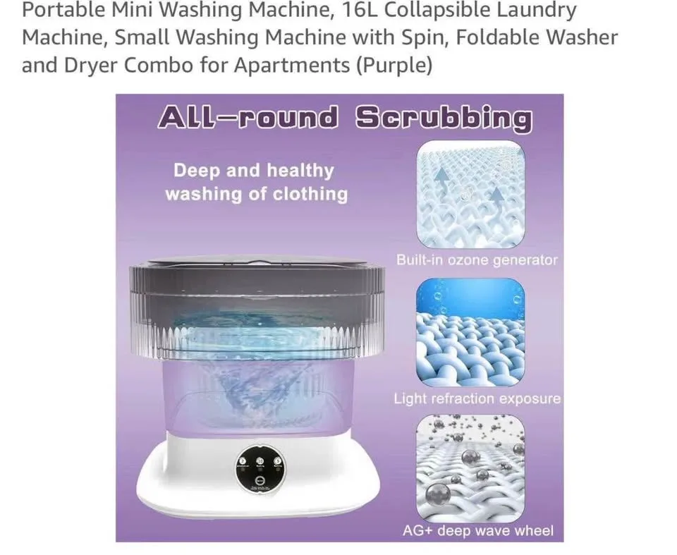 Portable Mini Washing Machine 16L – Foldable Washer & Spin Dryer image indicator(5)