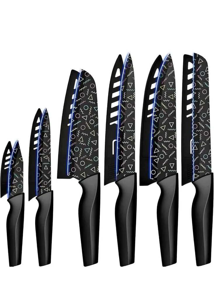 Astercook Knife Set, 12 Pcs Colorful Geometric... thumbnail