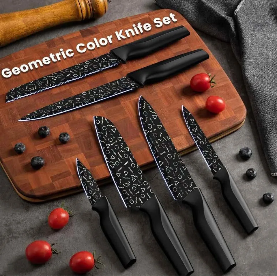 Astercook Knife Set, 12 Pcs Colorful Geometric... image indicator(3)