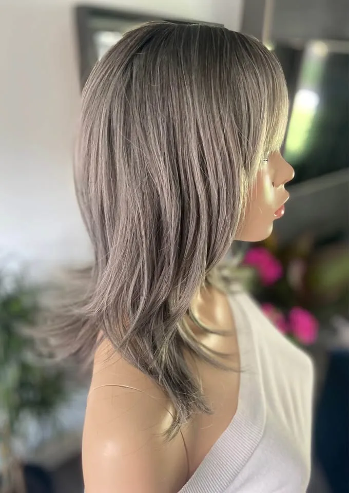 18” Grey Silver Wig w/ Bangs image indicator(6)