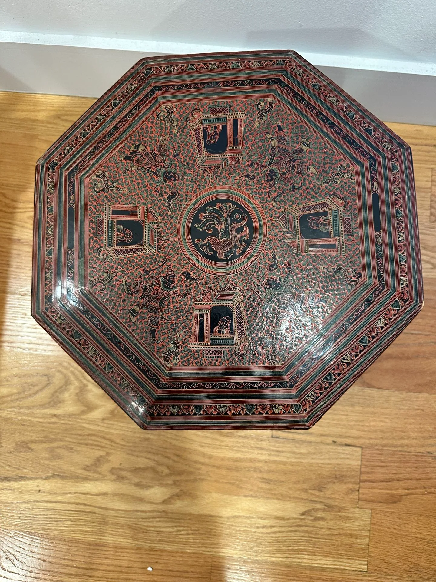 Burmese lacquered folding table image indicator(4)