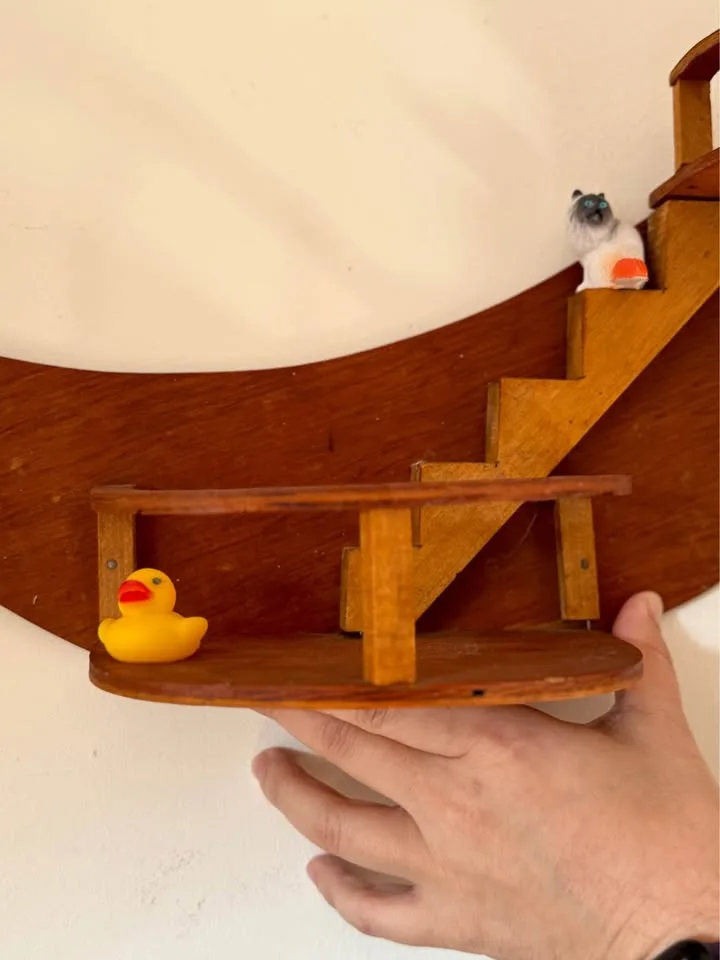 Vintage Wood Crescent Moon Staircase Shelf image indicator(4)