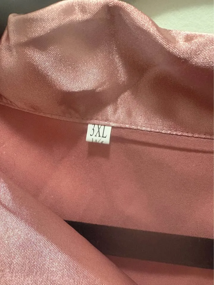 BNWOT Plus Size Pink Silk PJ’s 3XL image indicator(2)