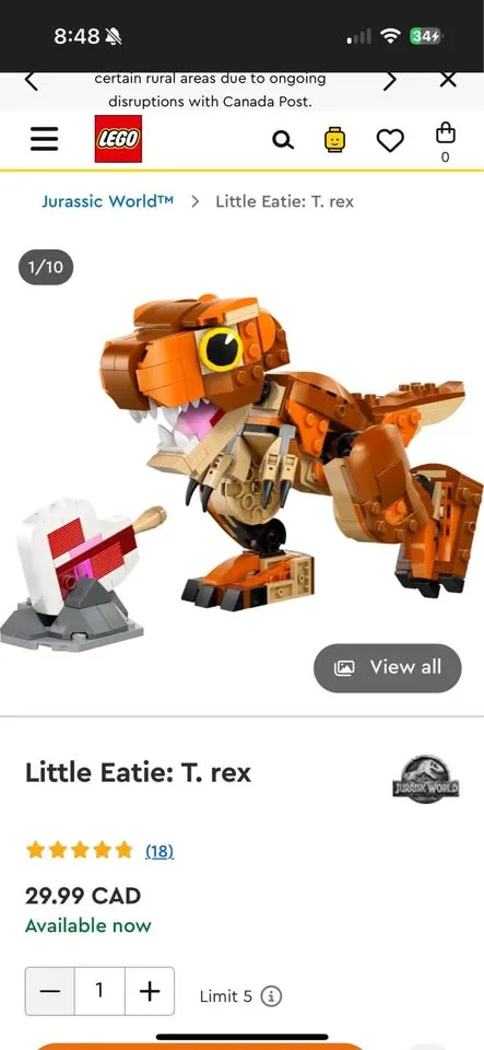 NIB LEGO Jurassic World Little Eatie: T. Rex 76967 image indicator(7)