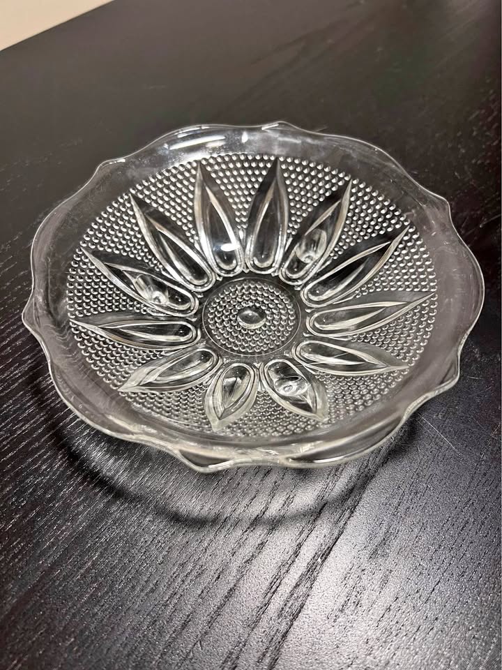 Hobnail Sunflower Clear Glass Candy Dish