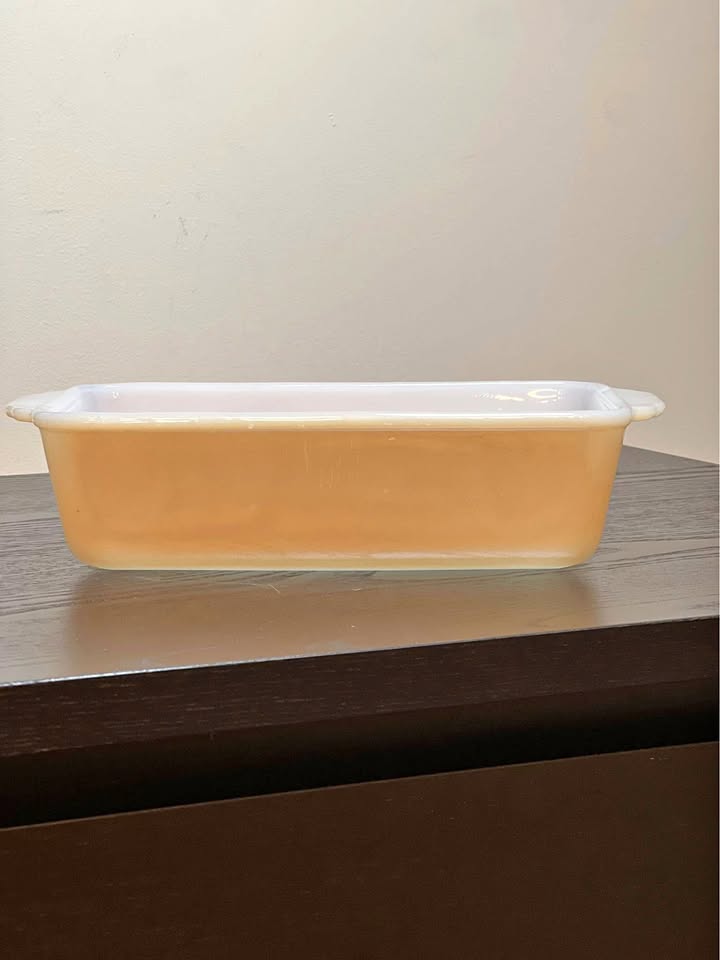 Fire King Peach Lustre loaf pan #409 1 Quart