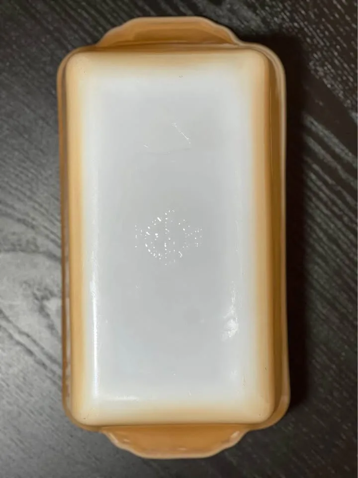 Fire King Peach Lustre loaf pan #409 1 Quart image indicator(4)