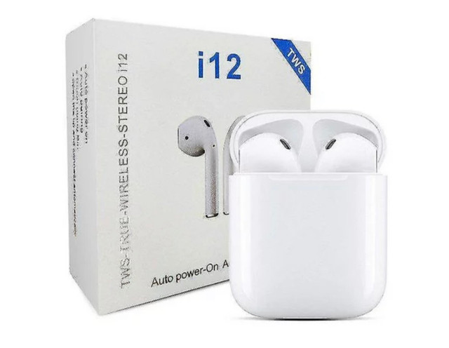 I12 White Wireless Earphones With Bluetooth 5.0