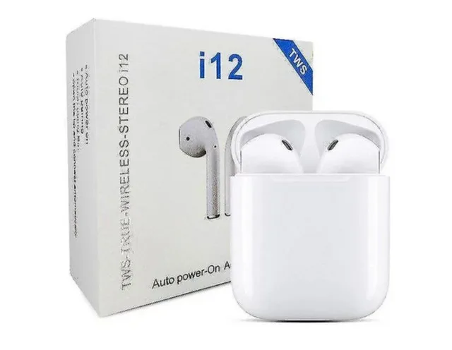I12 White Wireless Earphones With Bluetooth 5.0 thumbnail