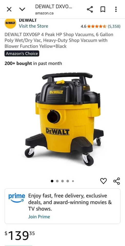 DeWalt Wet/Dry Vacuum – Model DXV06P (Like New) image indicator(3)