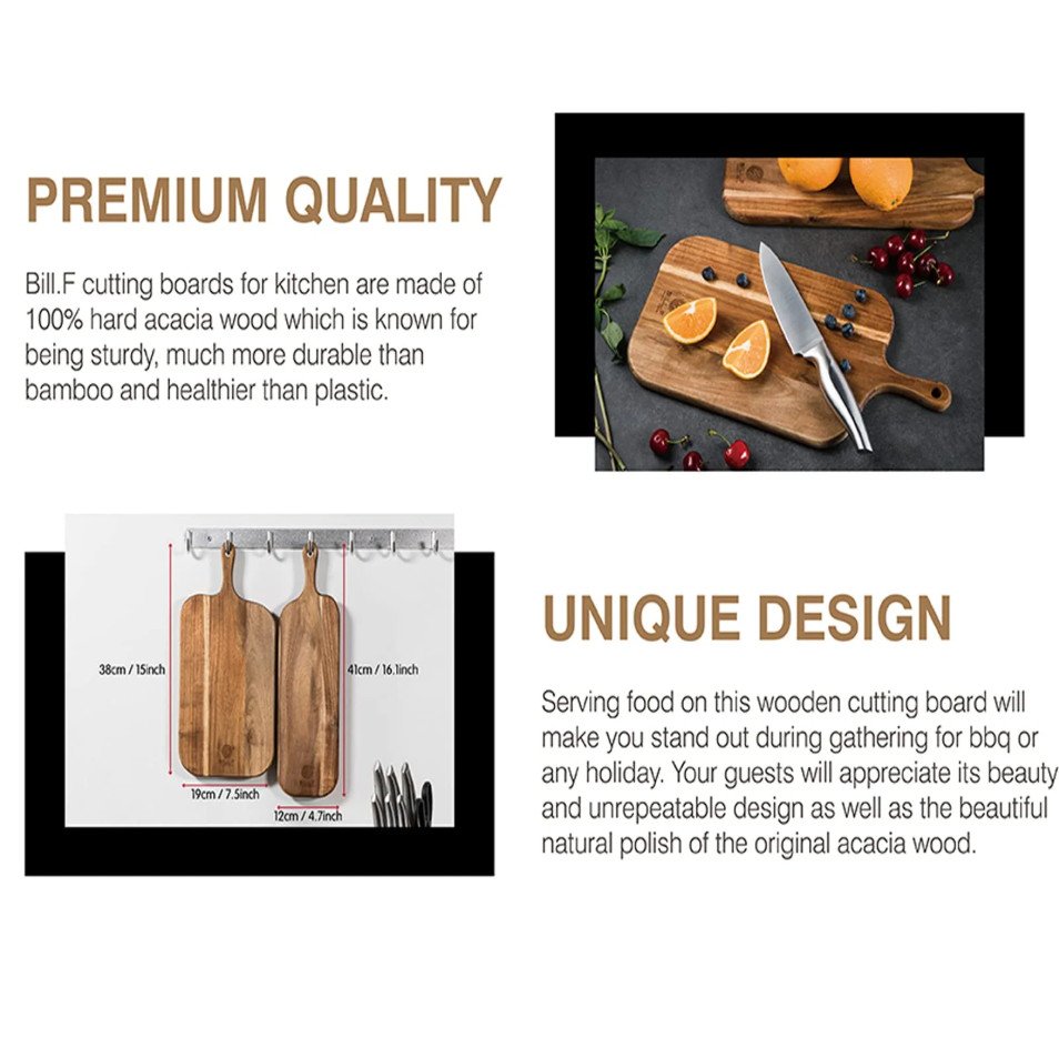 Wood Cutting Board Set with Handle for Kitchen - photo 2