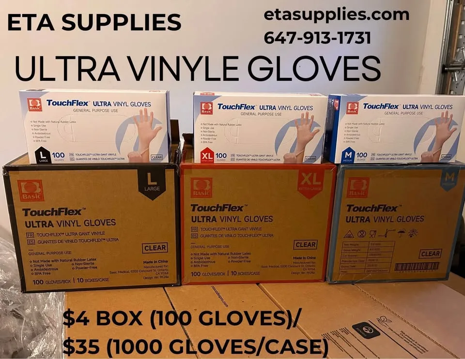 Vinyl 3.5 mil, 100 gloves per box $ 3 per box all sizes availabl image indicator(2)