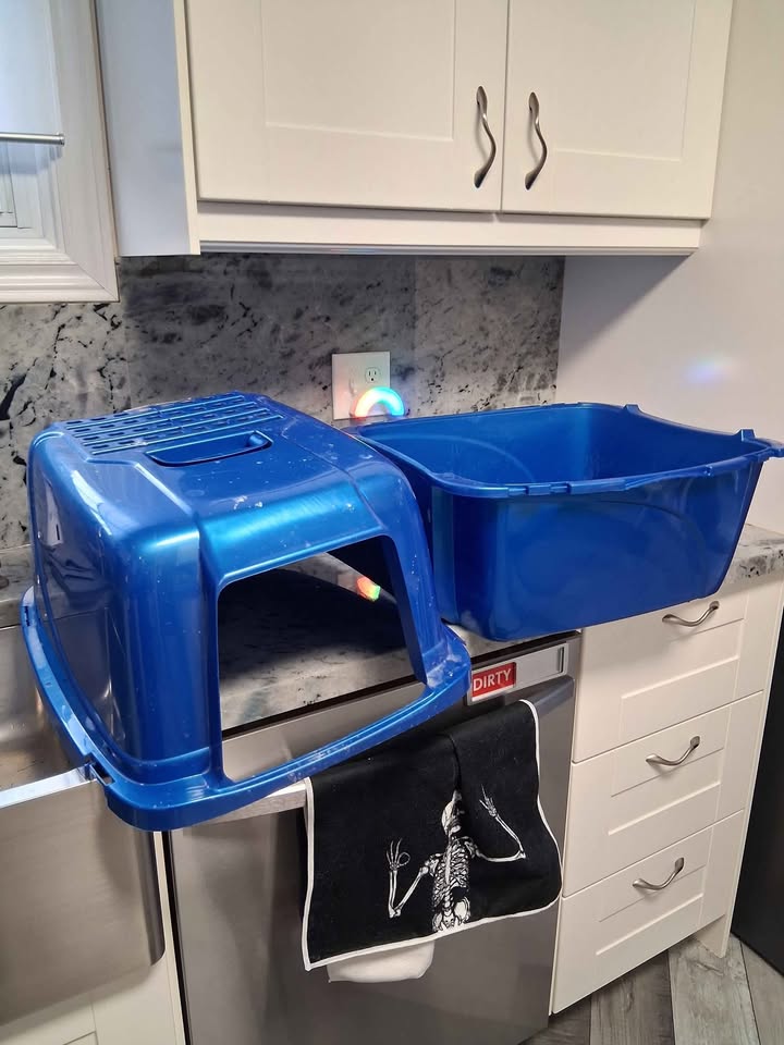 Used covered cat litter box - photo 3
