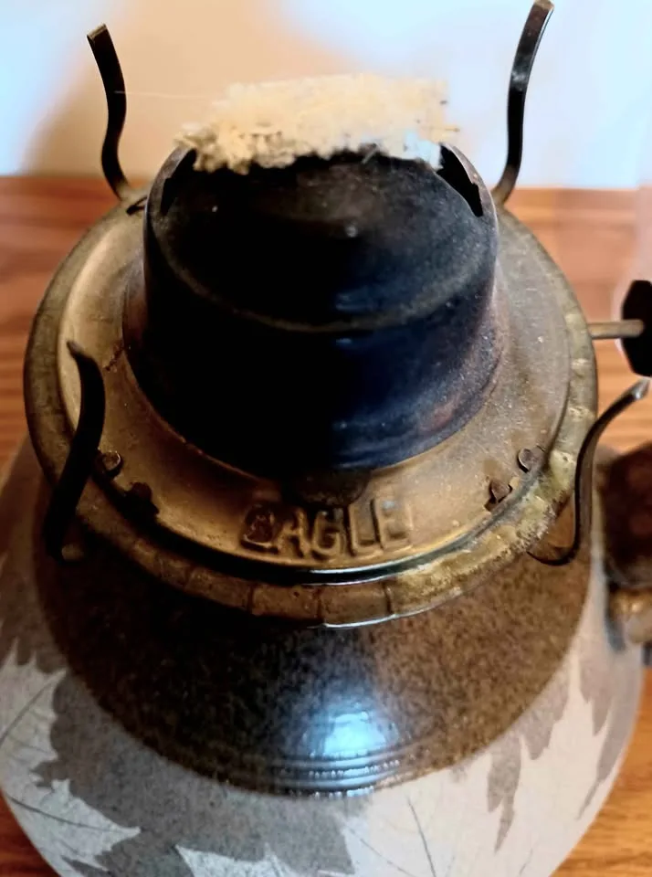 Vtg.Rare New Tall Bristoleaf Wizard Stoneware Oil Lamp image indicator(3)