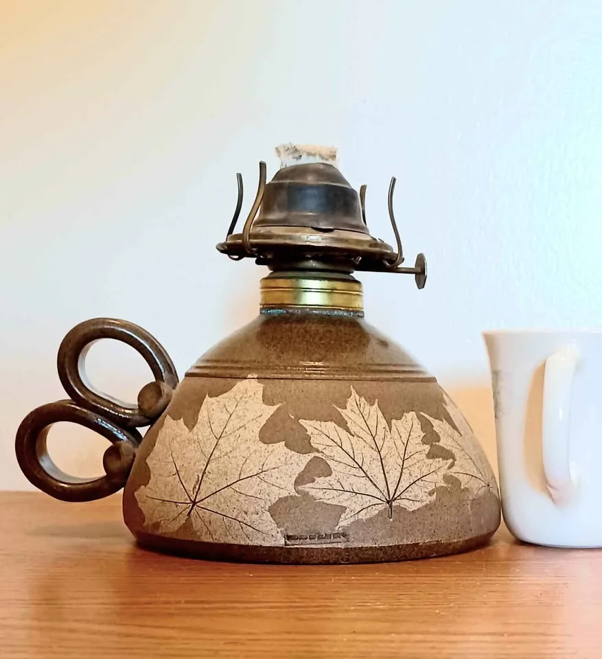 Vtg.Rare New Tall Bristoleaf Wizard Stoneware Oil Lamp image indicator(6)