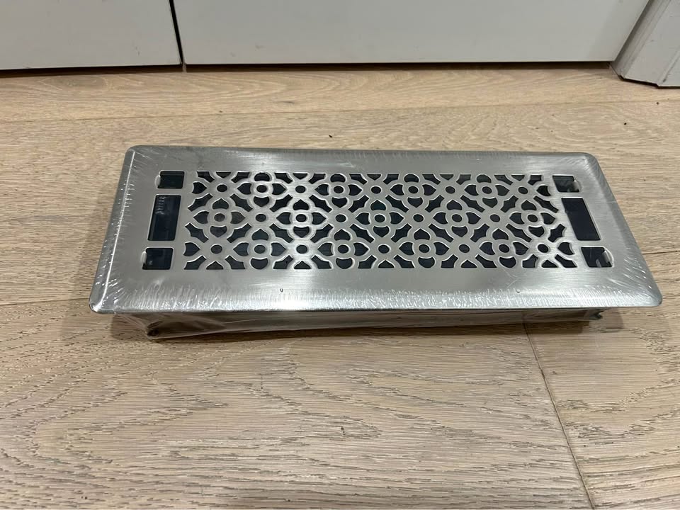 Floor Register 3-in x 10-in, Brushed Steel, NEW