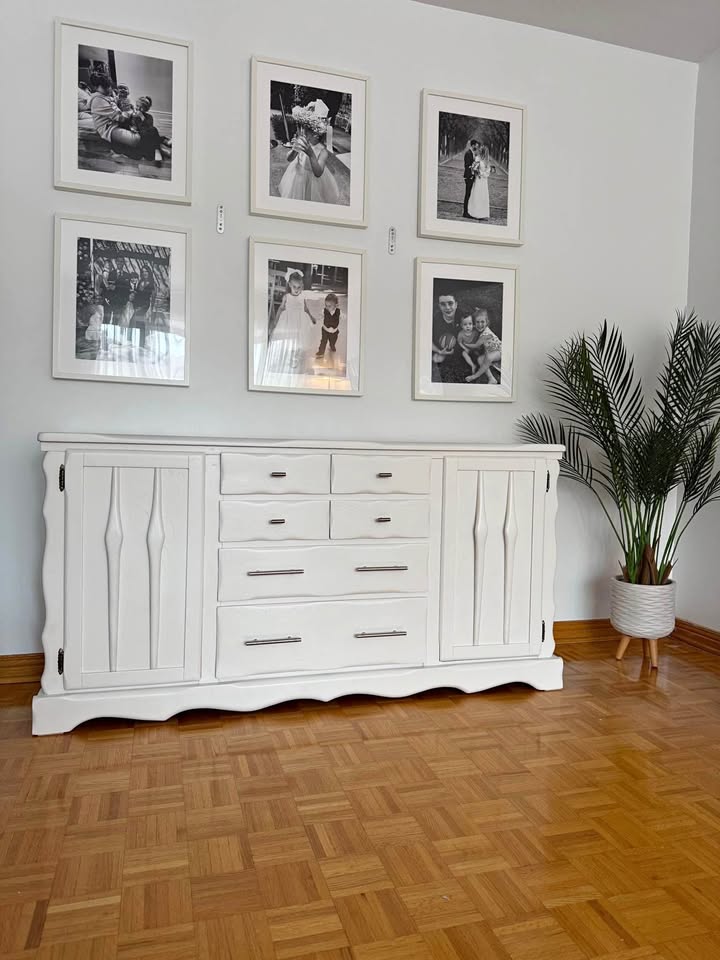 Refinished White Solid Wood Sideboard / Dresser / Buffet