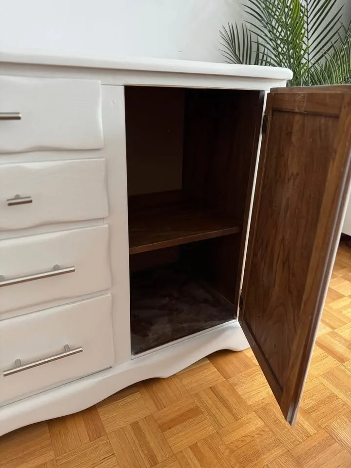 Refinished White Solid Wood Sideboard / Dresser / Buffet image indicator(3)