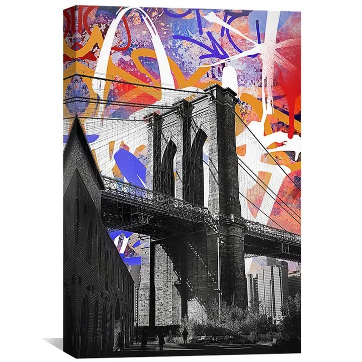 24" x 36" Brooklyn Bridge Graffiti Canvas Wall Art - photo 3