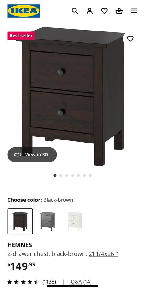 IKEA HEMNES Black drawer/nightstand - photo 5
