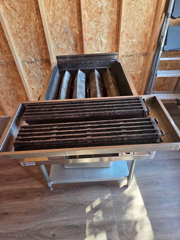 Commercial grill with some trays