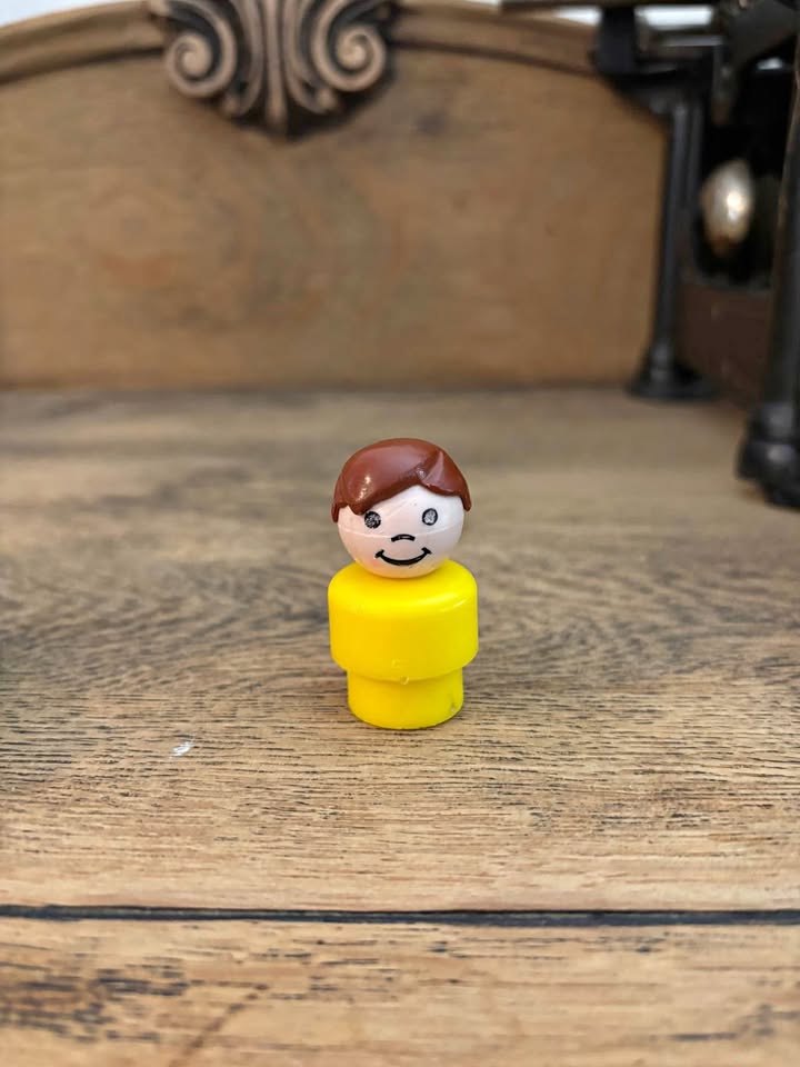 Vintage Fisher Price Little People Boy Yellow Body Brown Hair