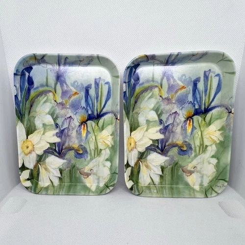 Iris & Daffodil Trays Made in Italy! Set of 2
