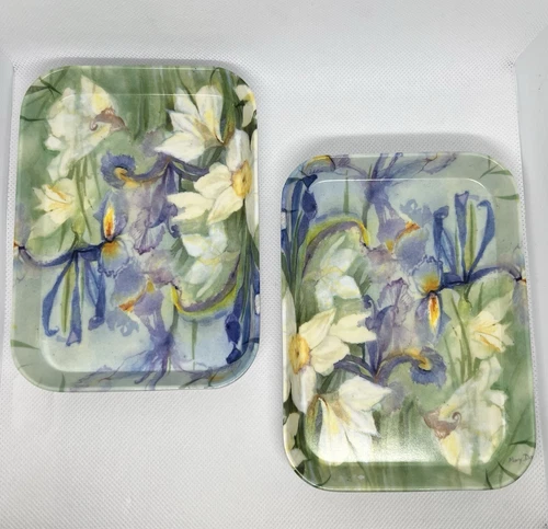 Iris & Daffodil Trays Made in Italy! Set of 2 - photo 2