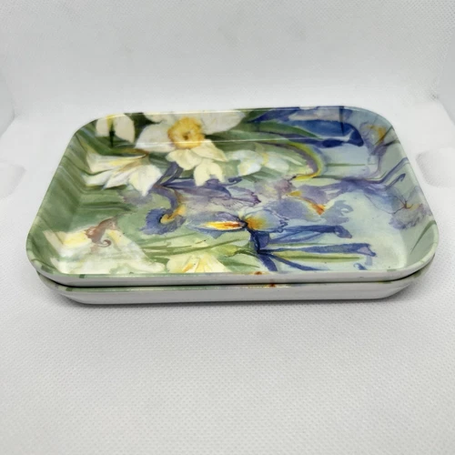 Iris & Daffodil Trays Made in Italy! Set of 2 - photo 3