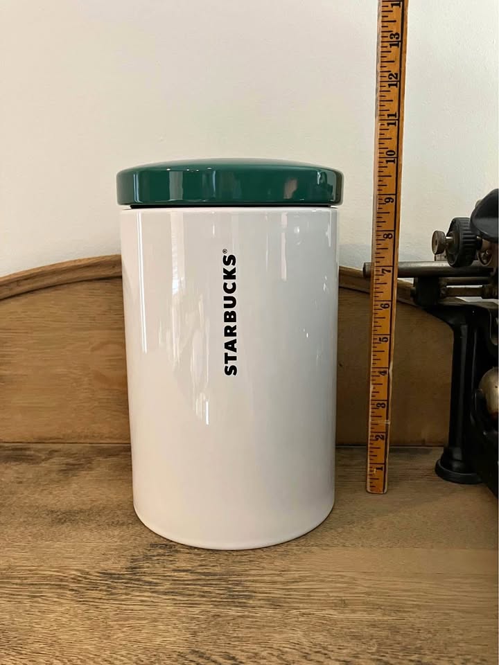 Starbucks Large Coffee Barista Canister White Ceramic Cookie Jar