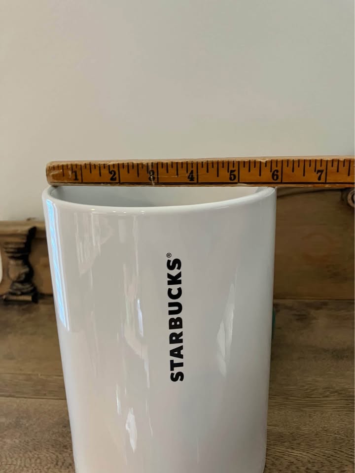 Starbucks Large Coffee Barista Canister White Ceramic Cookie Jar - photo 2
