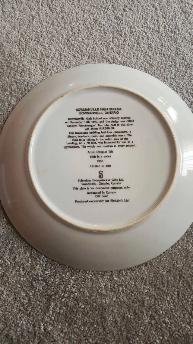 Old Bowmanville High-school Plate - make an offer image indicator(2)