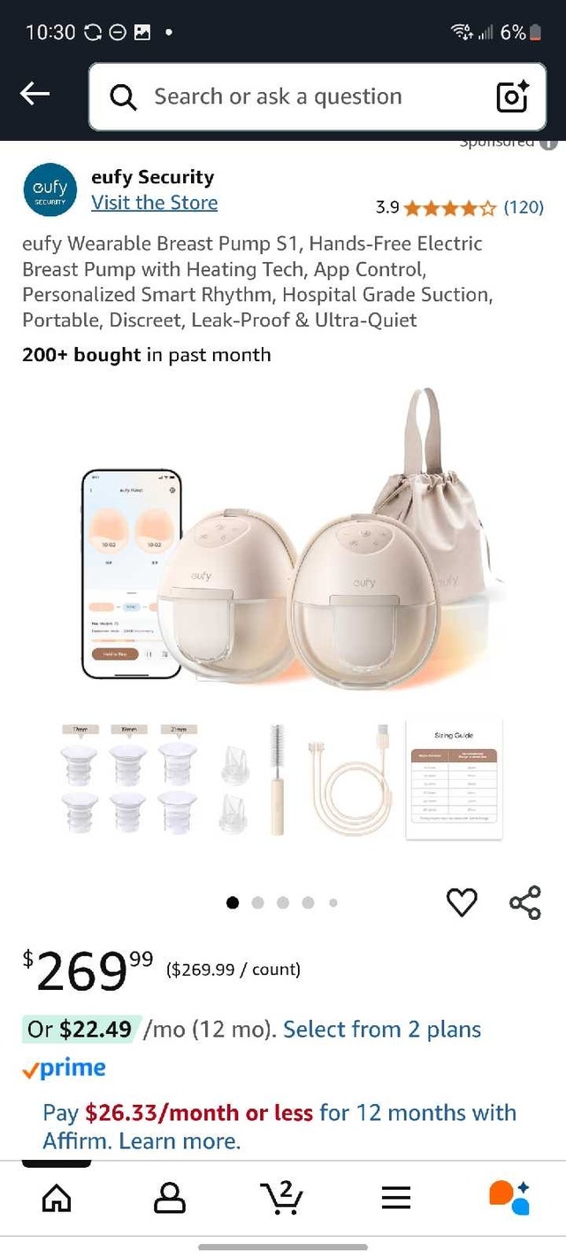 New sealed eufy Wearable Breast Pump S1