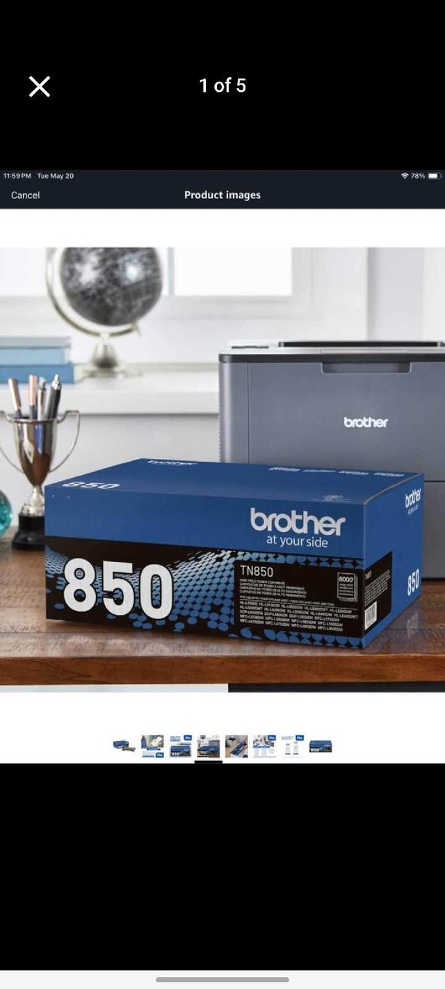New Brother Genuine TN850  Black Toner Cartridge Med