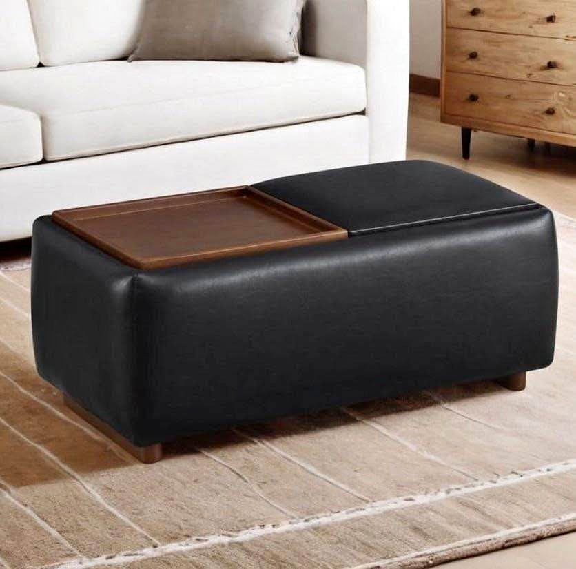 CHITA Storage Ottoman Bench - Open Box (Black Leather)
