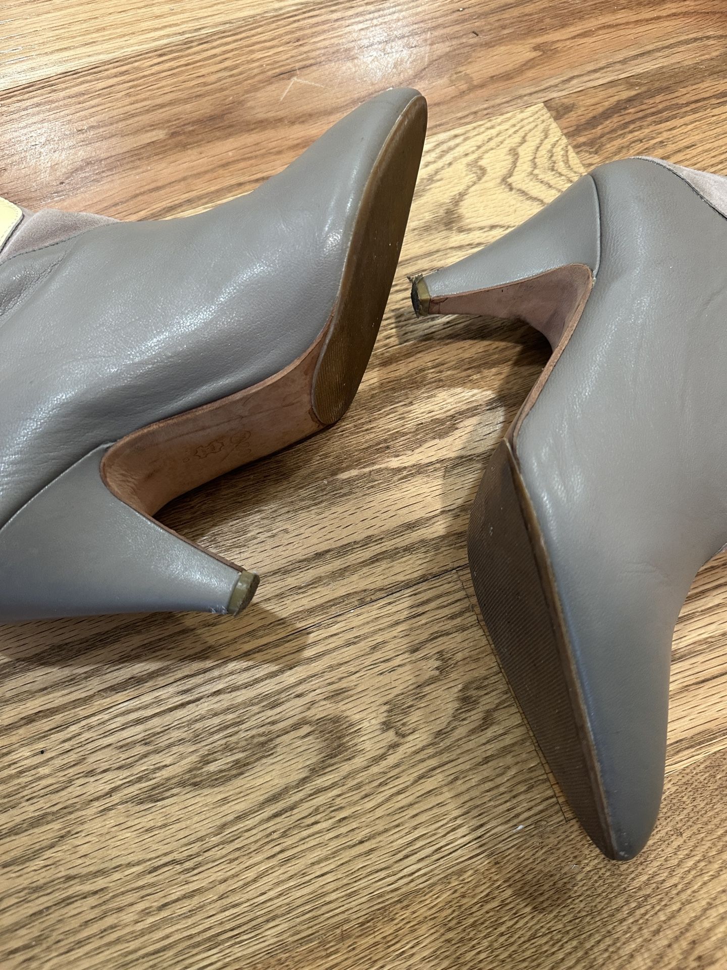 Grey Leather Boots W/ Cream Patent + Suede - photo 5