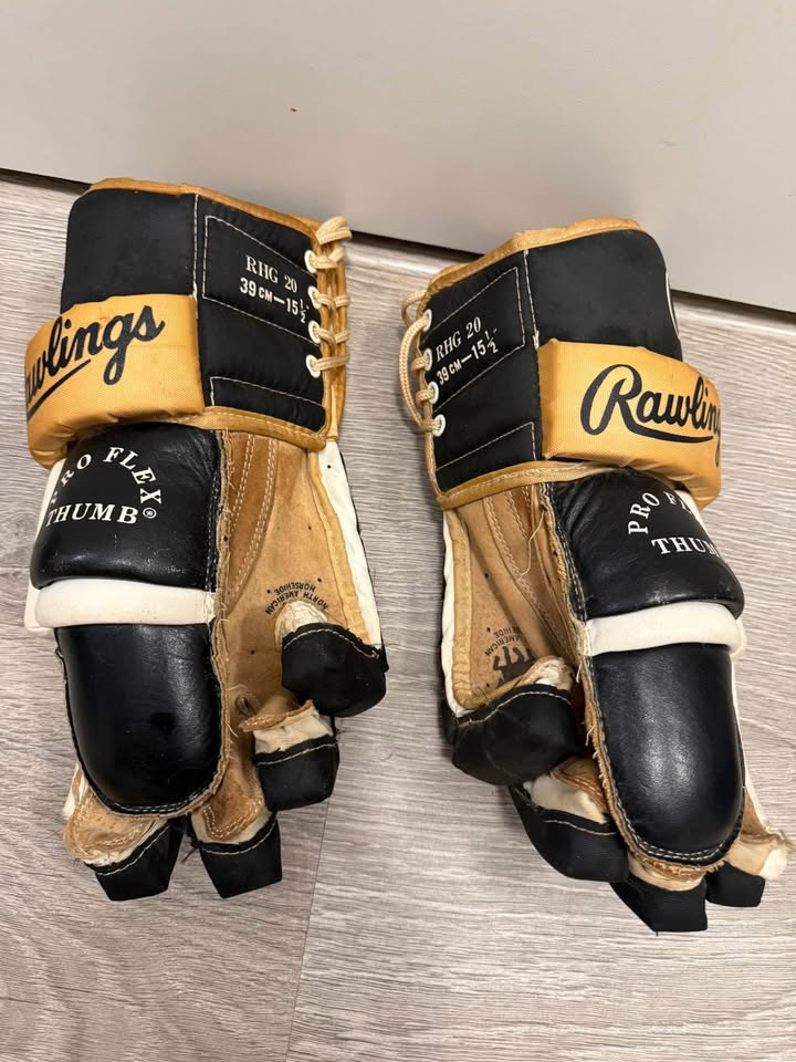 VINTAGE hockey RAWLINGS RHG 20 LEATHER HOCKEY GLOVES 15-1/2" 39C - photo 2