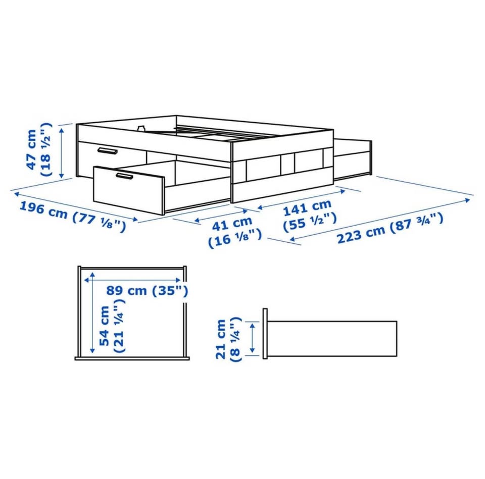 IKEA bed frame with 4 drawers storage - photo 2