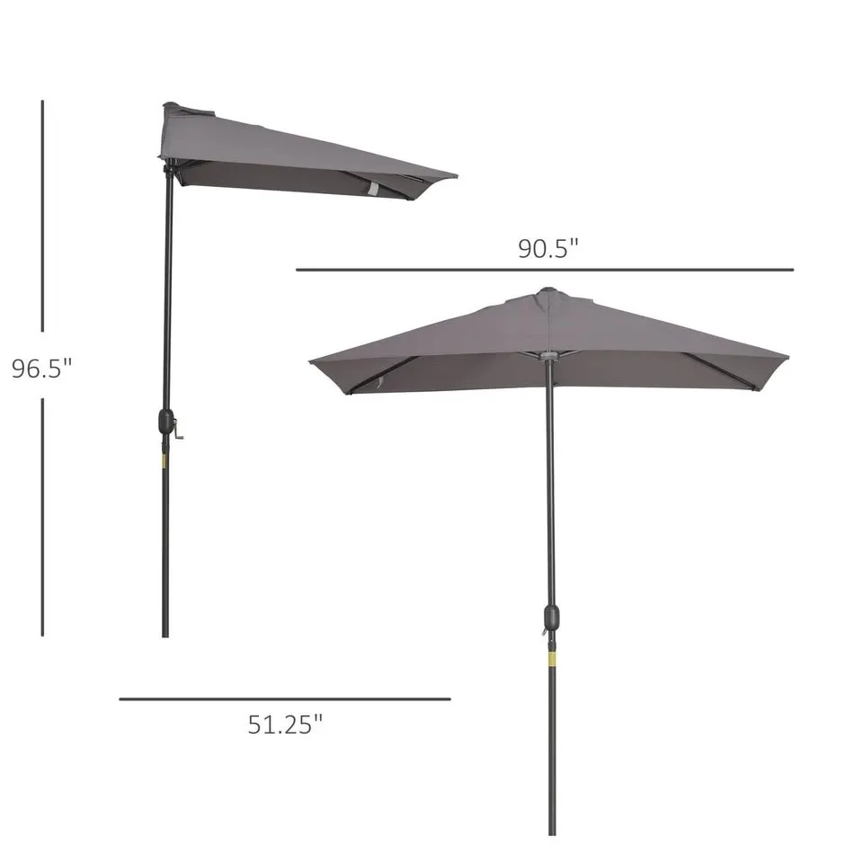 NEW-Outsunny 8ft Half Round Umbrella image indicator(3)